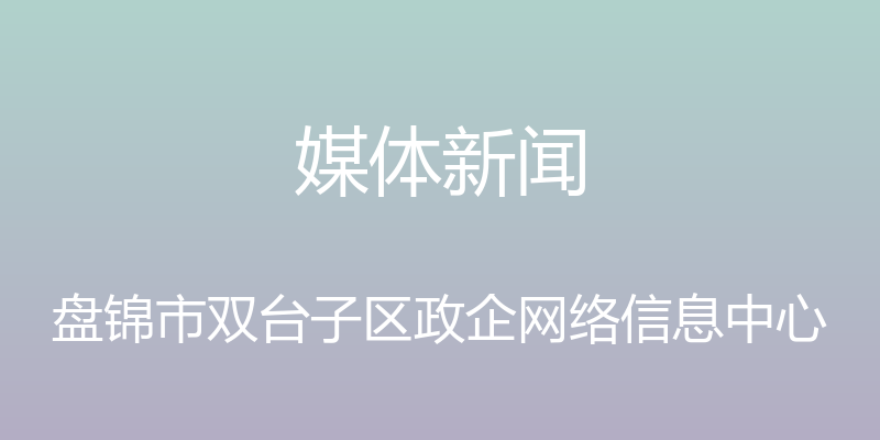 媒体新闻 - 盘锦市双台子区政企网络信息中心