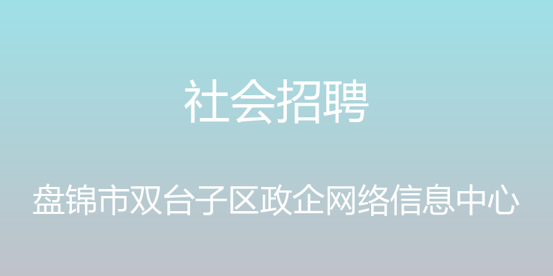 社会招聘 - 盘锦市双台子区政企网络信息中心