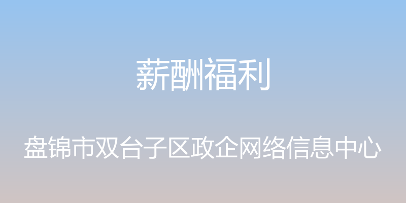 薪酬福利 - 盘锦市双台子区政企网络信息中心