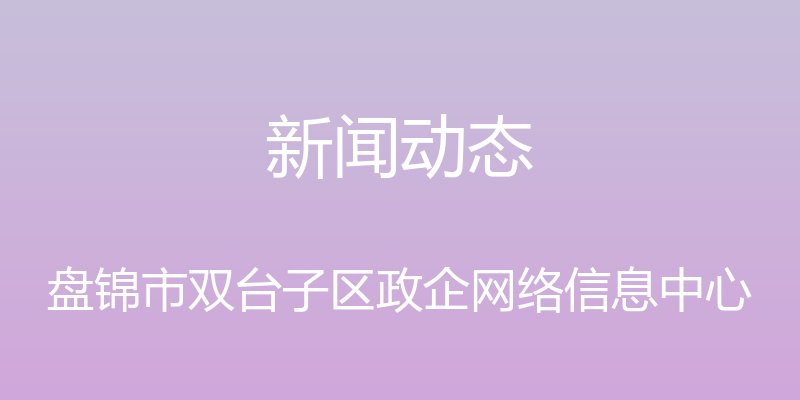 新闻动态 - 盘锦市双台子区政企网络信息中心