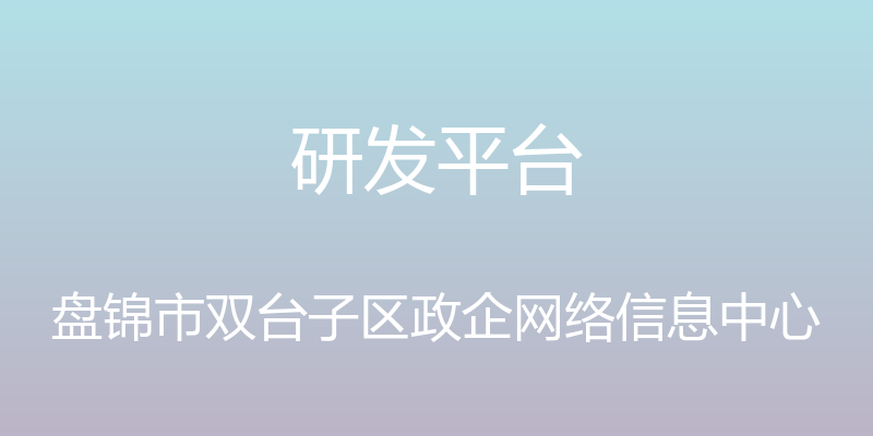 研发平台 - 盘锦市双台子区政企网络信息中心