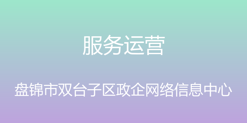 服务运营 - 盘锦市双台子区政企网络信息中心