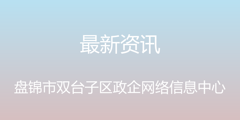 最新资讯 - 盘锦市双台子区政企网络信息中心